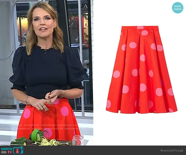 Kate Spade Giant Dot Faille Skirt worn by Savannah Guthrie on Today