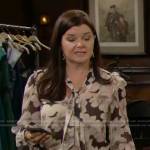 Katie’s black and white floral blouse on The Bold and the Beautiful