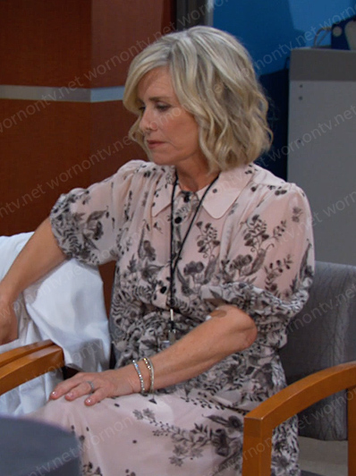 Kayla's pink floral chiffon dress on Days of our Lives