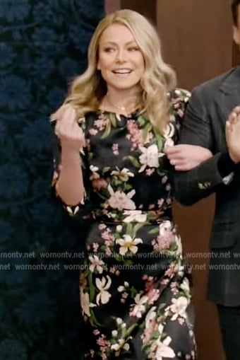 Kelly’s black floral dress on Live with Kelly and Ryan