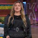 Kelly’s black satin mini dress on The Kelly Clarkson Show