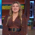 Kelly’s brown floral print mini dress on The Kelly Clarkson Show
