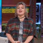 Kelly’s distressed plaid shirtdress on The Kelly Clarkson Show