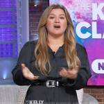 Kelly’s black satin shirtdress on The Kelly Clarkson Show