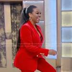 Kenya Moore’s red velvet blazer and pants on Tamron Hall Show