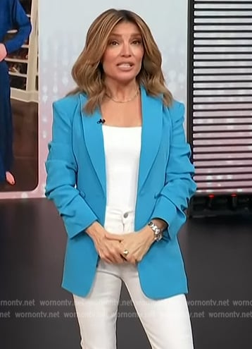 Kit’s blue double breasted blazer on Access Hollywood