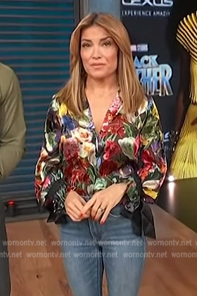 Kit’s floral print tie cuff blouse on Access Hollywood