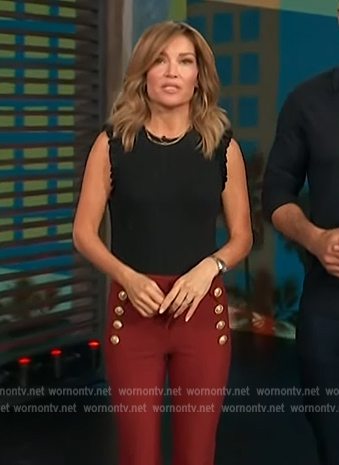 Kit’s red button detail pants on Access Hollywood
