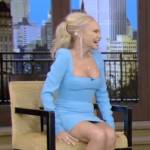 Kristin Chenoweth’s blue square neck mini dress on Live with Kelly and Ryan