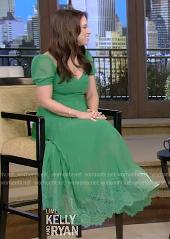 Lacey Chaberts’ green lace midi dress on Live with Kelly and Ryan