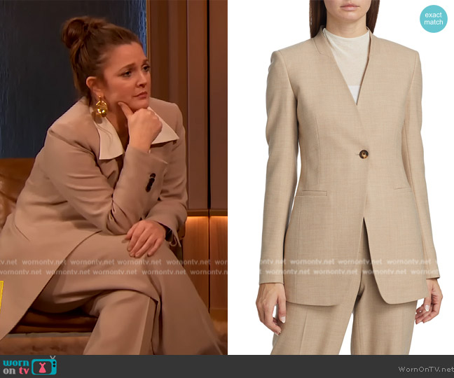 Lafayette 148 Single-Button Wool Blazer and Pants worn by Drew Barrymore on The Drew Barrymore Show