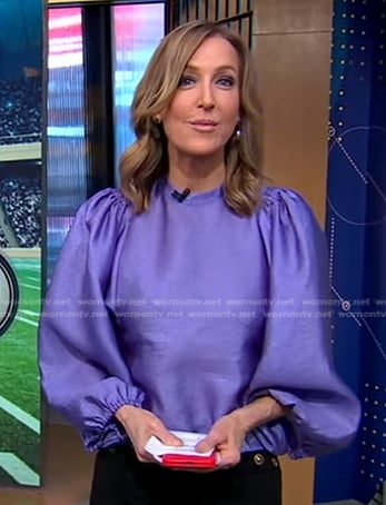 Lara’s lilac balloon sleeve top on Good Morning America