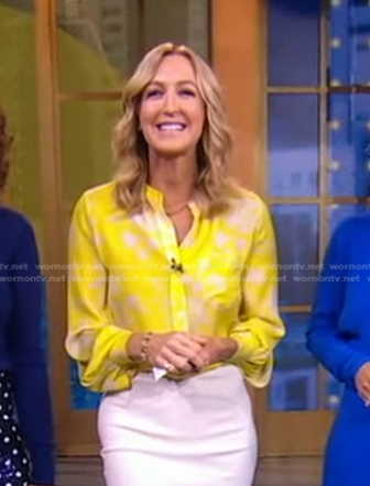 Lara's yellow floral blouse on Good Morning America
