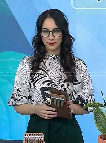 Lauren Goode’s white printed blouse on Today