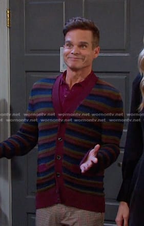 Leo's multicolor striped cardigan on Days of our Lives