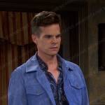Leo’s blue paisley shirt and suede jacket on Days of our Lives