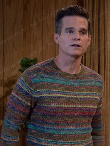 Leo’s multicolor striped knit sweater on Days of our Lives