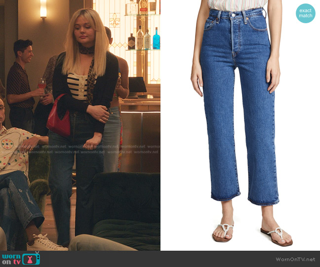 Levi's Ribcage Straight Ankle Jeans worn by Audrey Hope (Emily Alyn Lind) on Gossip Girl