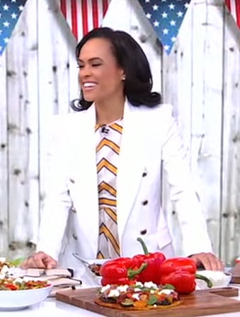 Linsey Davis's white double breasted blazer on Good Morning America