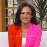 Linsey Davis’s red and pink two-tone blazer on Good Morning America