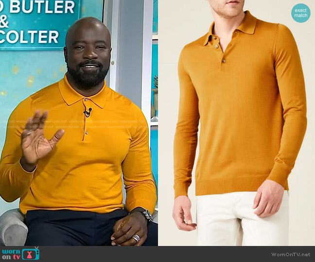 Luca Faloni Fine Silk Cashmere Polo worn by Mike Colter on Today