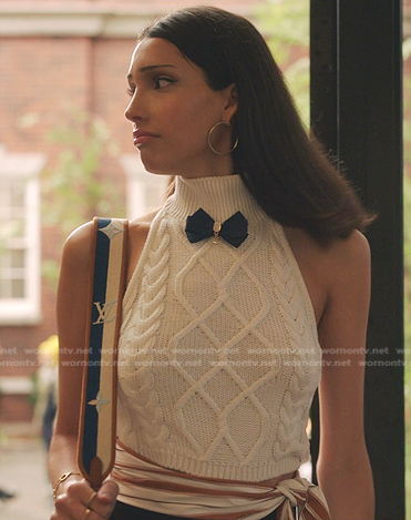 Luna’s white cable knit halter top on Gossip Girl