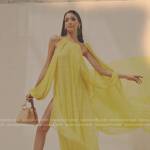 Luna’s yellow pleated chiffon dress on Gossip Girl