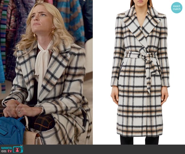 Mackage Sienna Plaid Belted Wool Blend Coat worn by Georgia Miller (Brianne Howey) on Ginny & Georgia