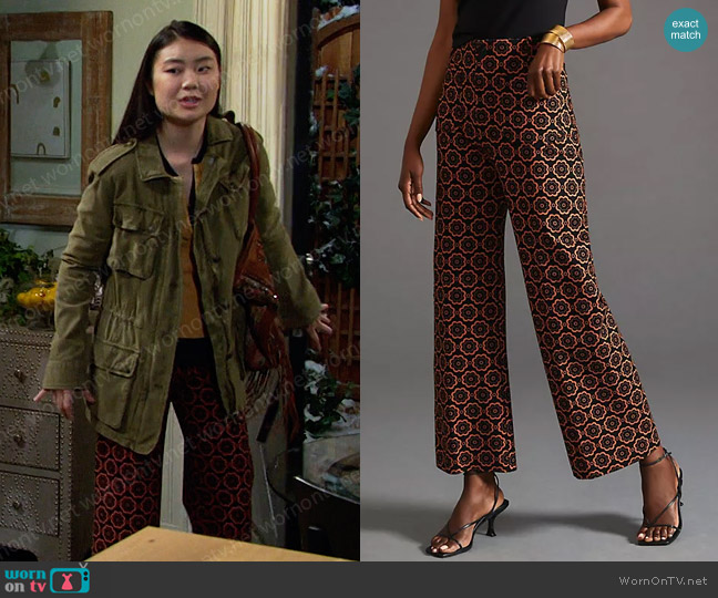 Maeve The Colette Wide-Leg Ponte Pants worn by Wendy Shin (Victoria Grace) on Days of our Lives