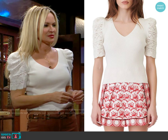 Maje Mentalo Sweater worn by Sharon Newman (Sharon Case) on The Young and the Restless
