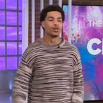 Marcus Scribner’s gray striped sweater on The Kelly Clarkson Show