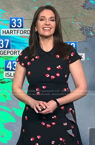 Maria's black floral ruffle dress on Today