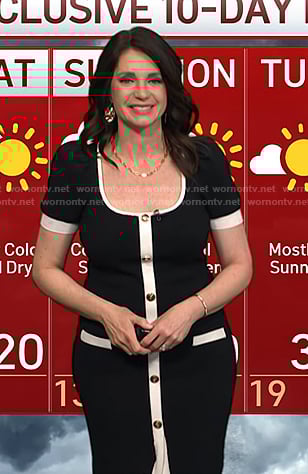 Maria's black contrast trim button dress on Today