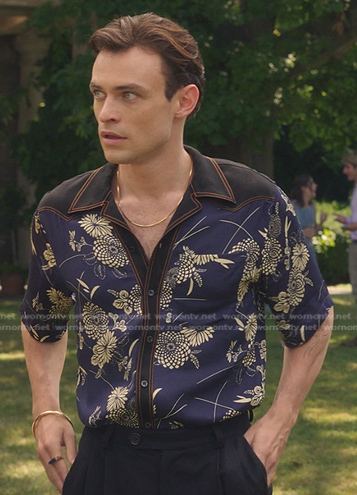 Max's blue floral shirt on Gossip Girl