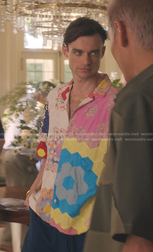 Max's patchwork shirt on Gossip Girl