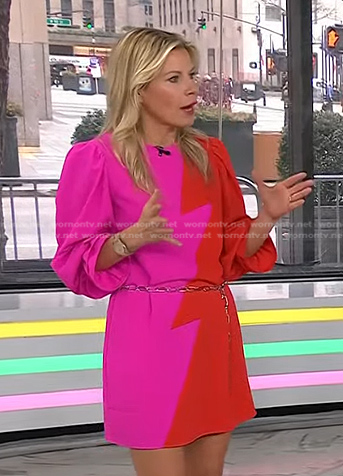 Meredith Sinclair’s pink and red two-tone dress on Today
