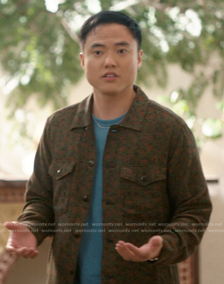 Micah's green printed shirt jacket on The L Word Generation Q