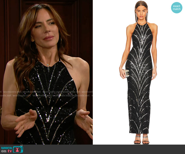 Michael Costello x Revolve Coreen Gown worn by Taylor Hayes (Krista Allen) on The Bold and the Beautiful