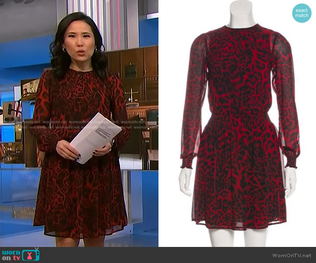 Michael Kors Leopard Print Long Sleeve Dress worn by Vicky Nguyen on NBC News Daily