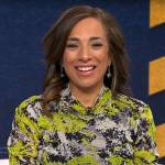 Michelle Miller’s abstract print turtleneck top on CBS Mornings