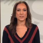 Michelle Miller’s chevron stripe sweater dress on CBS Mornings