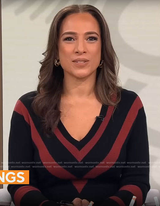 Michelle Miller's chevron stripe sweater dress on CBS Mornings