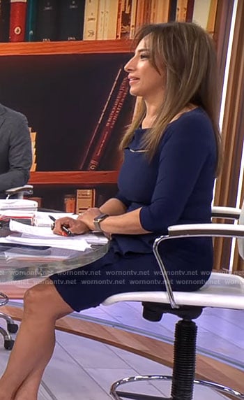 Michelle Miller's navy blue cutout dress on CBS Mornings