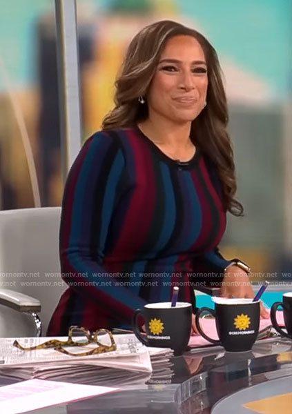Michelle Miller’s striped dress on CBS Mornings