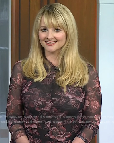Melissa Rauch’s black floral ruffle dress by Today