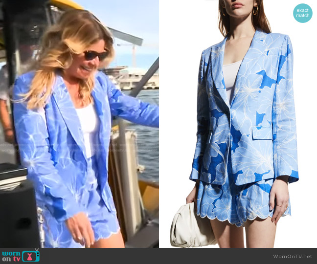 Milly Avery Waterlily Linen Blazer and Shorts worn by Stacy Ritter on Good Morning America