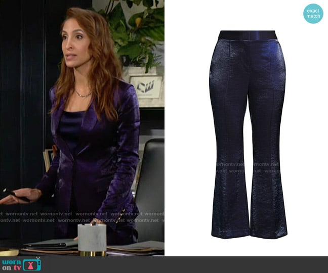 Milly Betsey Glaze Cropped Flare Pants in Midnight worn by Lily Winters (Christel Khalil) on The Young and the Restless