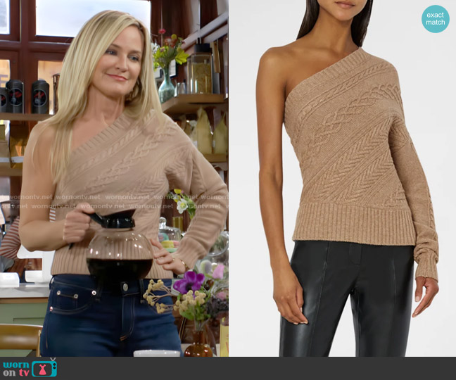 Milly One-Shoulder Cable-Knit Top worn by Sharon Newman (Sharon Case) on The Young and the Restless