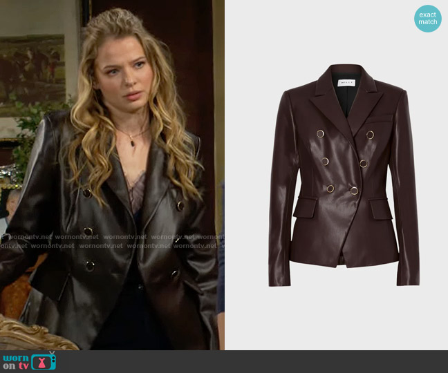 Milly Inez Leather Blazer worn by Summer Newman (Allison Lanier) on The Young and the Restless