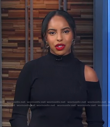 WornOnTV: Mona’s black ribbed cutout dress on Good Morning America ...